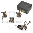 Подарочный набор 4 в 1 "Охотнику": 3 рюмки для водки  по 30 мл, дозатор