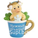 Декоративная фигурка "Бычок в бокале", полирезина, 8,5*7*4,5см