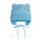 Шапочка на завязках с ушками детская Amarobaby Pure Love Bear, с подкладом, размер 46-48 см, цвет голубой