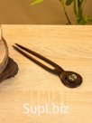 Заколка для волос фигурная, дерево Соно, ракушка, 17х4 см, цв. тёмно-коричневый