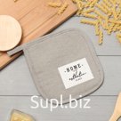 Прихватка Этель «HOME», цвет серый, 16×16 см, 50%хл, 50%лен