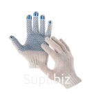 Перчатки, х/б, вязка 7 класс, 3 нити, размер 10, с ПВХ точками, белые