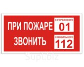 Плакат "При пожаре звонить 01"  200х100мм