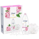 Подарочный набор Dove "Cливочная ваниль и пион" (крем-гель для душа 250мл+мочалка)