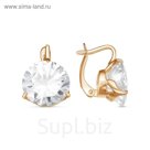 Серьги «Фианит» с лепестками, розовое золочение