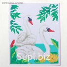 Канва для вышивки крестиком "Лебеди на озере", 25*20 см