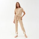 Пижама женская (футболка, брюки) MINAKU: Home comfort, бежевая, размер 44