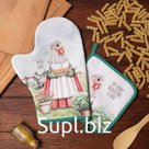 Набор кухонный Доляна "Курочка": варежка 20х28 см, прихватка 17х17 см, 35% хлопок, 65% п/э