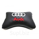 Подушка автомобильная на подголовник, косточка, AUDI ортопедическая. эко-кожа, в индив. упаковке