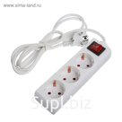 Удлинитель Luazon Lighting, 3 розетки,1.8м,6А, 1300Вт, ПВС 3х0.5 мм2, без з/к, с выкл., Б