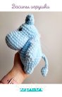 Moomintroll, blue, 19 cm, handmade knitted toy.