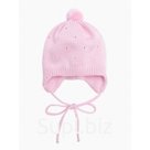 Шапочка на завязках с помпоном детская Amarobaby Pure Love Cutie, с подкладом, размер 38-40 см, цвет розовый