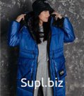 Пальто зимнее oversize, цвет василек/черный