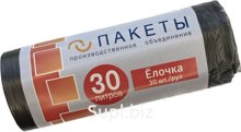 Мешки для мусора 30 л ПНД Черный 7 мкм ( 30 шт/рул.)
