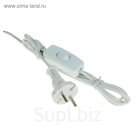 Шнур TUNDRA, 1.7 м, ШВВП 2х0.5 мм2, с выключателем и вилкой, белый