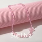 Бусы детские "Выбражулька" бантик с сердечком, цвет розовый