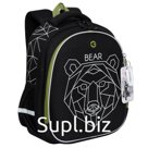 Ранец каркасный, 36 х 28 х 20 см, Grizzly, светодиодная подсветка с картхолдером, чёрный
