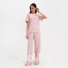 Пижама женская (футболка, брюки) KAFTAN Basic, размер 44-46, розовая