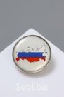 Значок «Россия», цветная в серебре