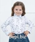 Водолазка, цвет Белый Зайчики, птички