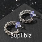 Серьги-кольца "Косичка" плетёная, цвет серебро