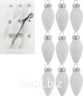 Christmas tree decoration: 9 cones, 2.5 x 2.5 x 4.5 cm, white (glass)