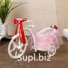 Корзина декоративная "Велосипед с кашпо и розовым бантиком"