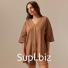 Костюм домашний женский (рубашка и шорты) SL HOME р. XL, кофейный
