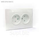 Розетка TDM "Лама", двухместная, 10 А, 250 В, скрытый, с защ. шторкой, белая