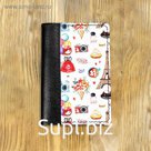 Обложка на паспорт комбинированная "Парижский принт" черная, белая вставка