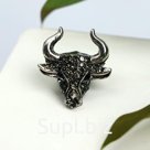 Брошь "Бык", форма МИКС, цвет серый в чернёном серебре (неделимая фас.12шт, цена за шт)
