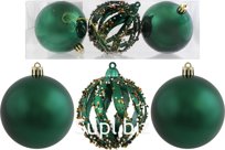 3 Christmas tree balls, 8 cm in diameter, Talisman. Color: emerald.