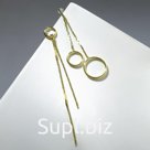 Серьги висячие "Колечки", цвет золото