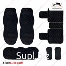 Универсальные накидки Alcantra Luxe на передние и задние сиденья. Ромб. Алькантара. Цвет: Черный/Синий