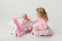 Crib for dolls "Star" with bed linen, canopy (collection "Diamond Star" white) Article: 73119