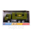 ГРУЗОВИК ВОЕННЫЙ СВЕТ+ЗВУК, ОТКРЫВ. ДВЕРИ И КУЗОВ 9119D В РУСС. КОР. 23*8СМ в кор.2*12шт