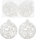 Openwork Grace Christmas tree balls, 2 pcs., 10 cm diameter. Color: pearl white.