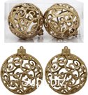 Openwork Grace Christmas tree balls, 2 pcs., 10 cm diameter, gold color