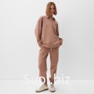 Костюм женский (джемпер, брюки) MINAKU: Casual Collection, размер 42, бежевый