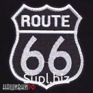 Нашивка на липучке в виде дорожного знака ROUTE 66, 8х8 см