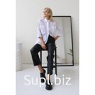 Брюки кожаные женские, размер 42, чёрные