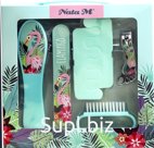 Flamingo Pedicure Set: Toe Separator, File, Clipper, Brush