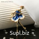 Брошь "Балерина" лёгкость, цвет синий в золоте