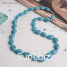 Бусы овал через узел "Бирюза", 60см