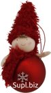 New Year's decoration, hanging: Boy in a fur cap. Color: red. Size: 6x6x12 cm.