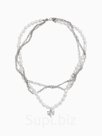 Колье «Акцент» сердце, многослойное, бело-серое в серебре