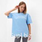 Футболка женская MINAKU OVERSIZE FIT: SPORTY &amp; STYLISH цвет голубой, р-р 50