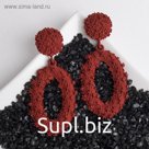 Серьги висячие "Рифы", цвет красный