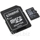 Карта памяти Kingston MicroSDHC 16GB UHS-I Canvas, Class 10 скорость чтения 80Мб/сек(с адаптером SD)