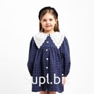 Платье с воротником для девочки KAFTAN: School collection, синее, рост 110-116 см